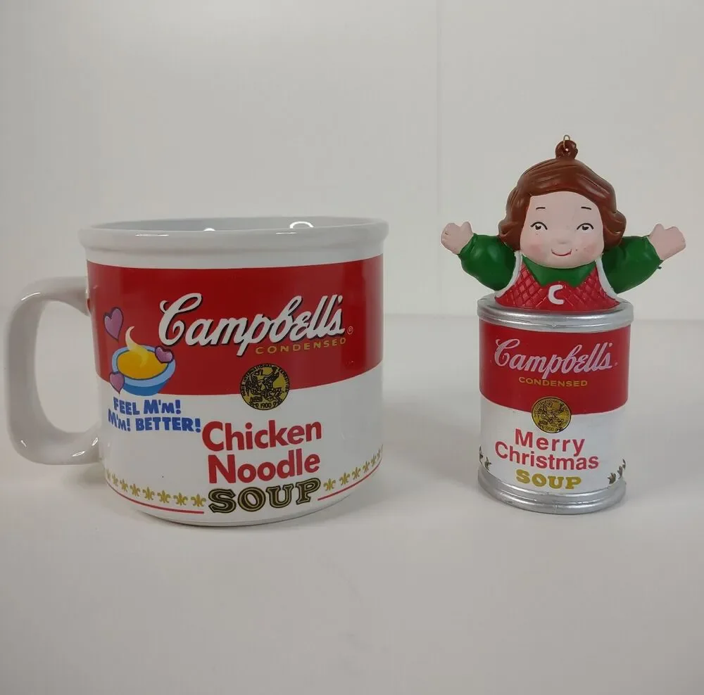 Vtg Campbell's 1998 Kids Christmas Ornament Kurt Adler & 1997 Mmm Good Soup Mug*